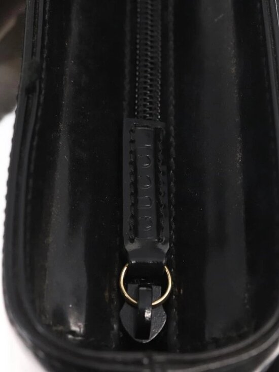 GUCCI Tote Bag Patent leather Black Gold Auth - Picture 12 of 16